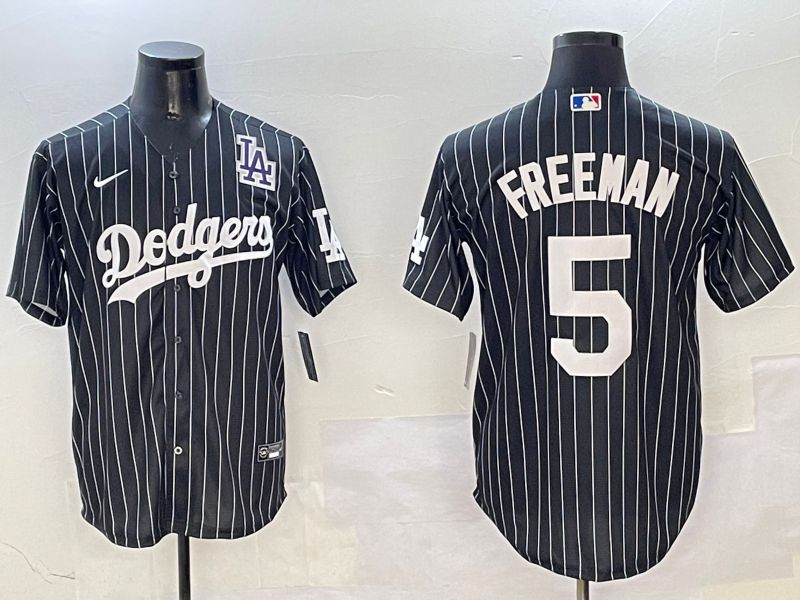 Men Los Angeles Dodgers #5 Freeman Black Stripe Jointly Name 2025 Nike MLB Jersey style 6->los angeles dodgers->MLB Jersey